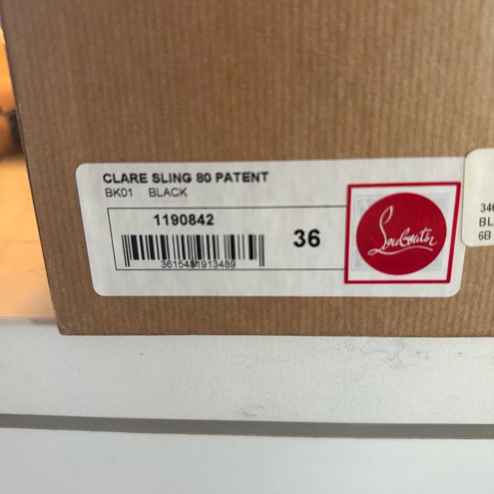 Christian Louboutin Black Patent Slingback Heels - Picture 8 of 9